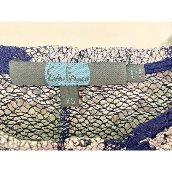 Anthropologie Eva Franco Women's Size XS Sheer Striped Lace Peplum Top Blouse - Picture 7 of 7